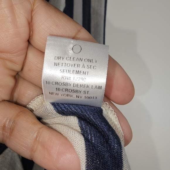 Derek LAM 10 CROSBY Draped Front Blouse in Midnight Stripe Size 2 - Picture 13 of 15